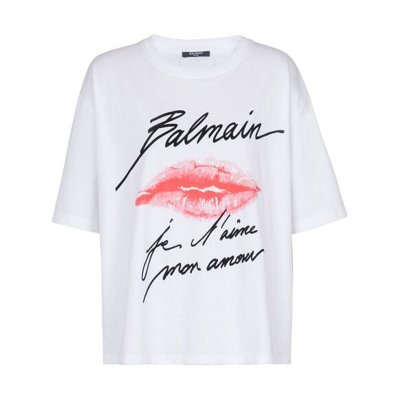 Balmain Women Ss Balmain Kiss Print T-Shirt